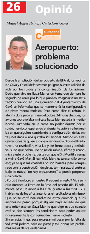 Article publicat al n&uacute;mero de setembre de 2007 de la revista EL MIRALL del Baix Llobregat